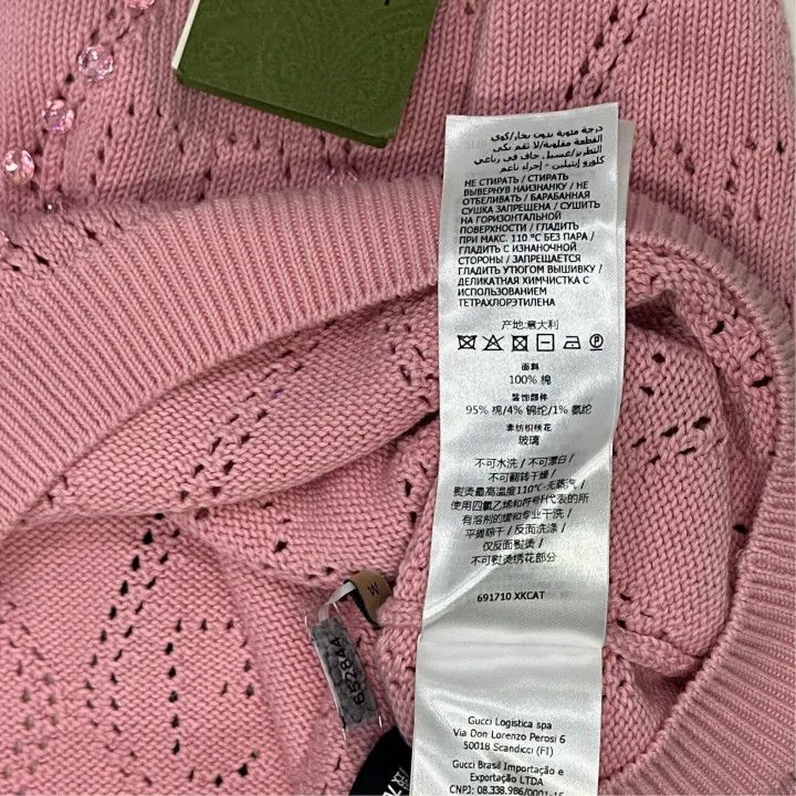Gucci Gucci Pink Short Sleeve Knit Sweater Size M / US 6-8 / IT 42-44 - 2 Thumbnail