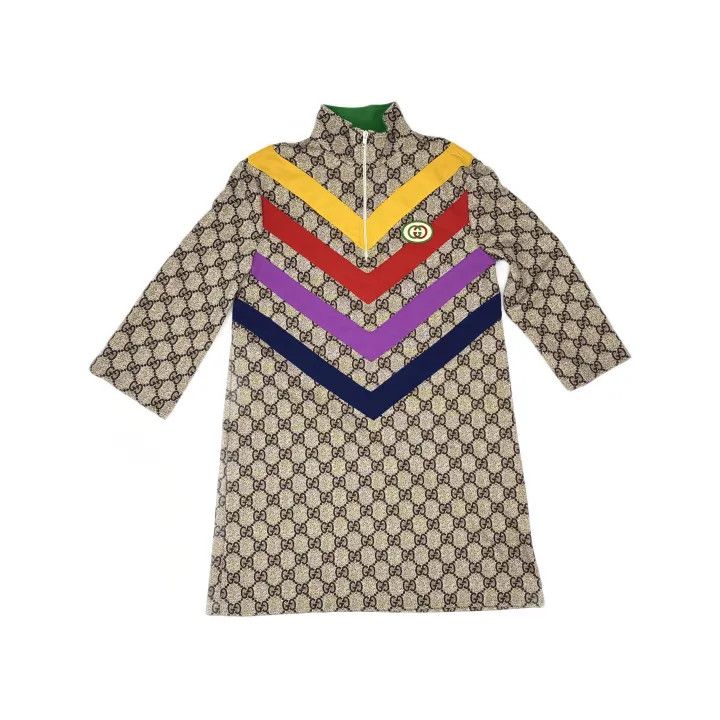 Gucci Gucci Beige Printed Long Sleeve Dress for Women Size M / US 6-8 / IT 42-44 - 2 Thumbnail