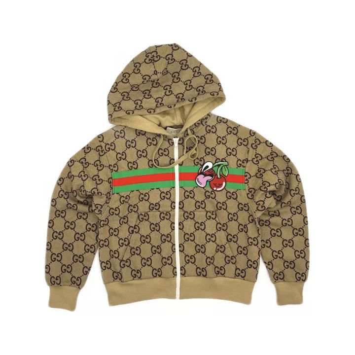 Gucci GUCCI Brown Printed Zip-Up Hooded Jacket Size XS / US 0-2 / IT 36-38 - 2 Thumbnail