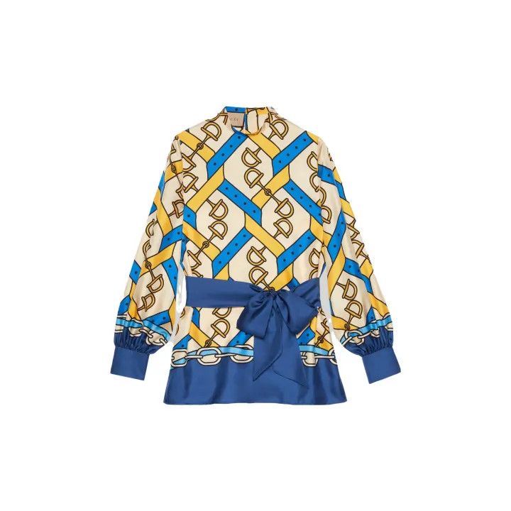 Gucci Gucci SS23 Printed Long Sleeve Bow Shirt Size L / US 10 / IT 46 - 2 Thumbnail