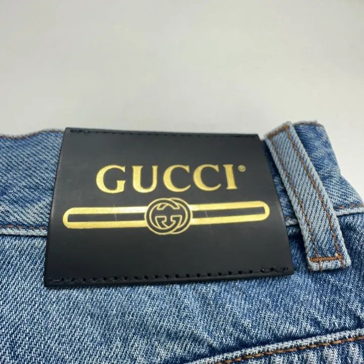 Gucci Gucci Blue Logo Apple Pattern Denim Shorts Size 26" / US 2 / IT 38 - 6 Thumbnail