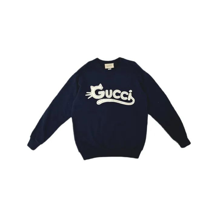Gucci Cat Logo Crewneck Sweatshirt