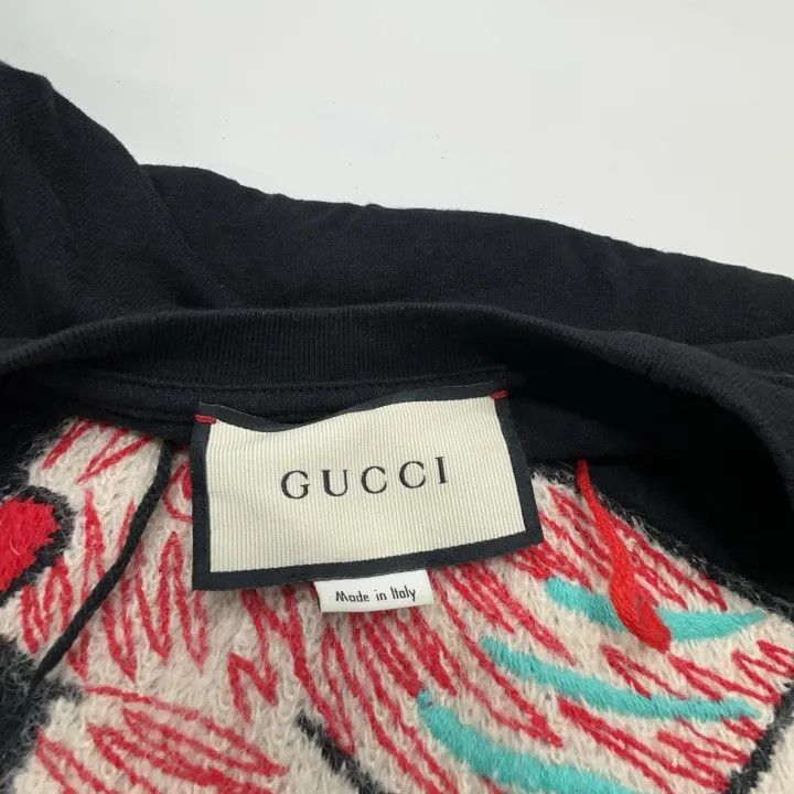 Gucci GUCCI Black Short-Sleeve Embroidered T-Shirt Size M / US 6-8 / IT 42-44 - 4 Thumbnail