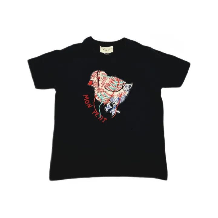 Gucci GUCCI Black Short-Sleeve Embroidered T-Shirt Size M / US 6-8 / IT 42-44 - 2 Thumbnail