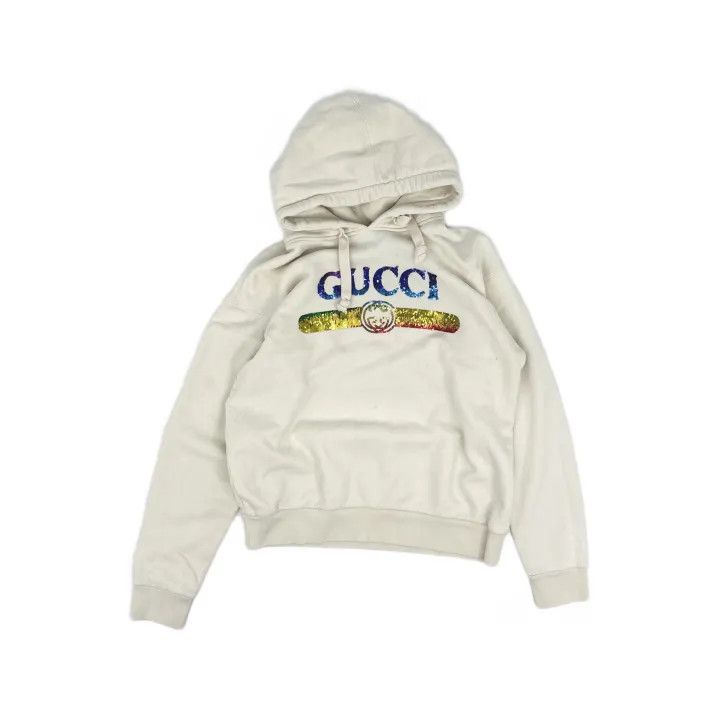 Gucci Gucci Vintage Logo Sequin Hooded Sweatshirt Size L / US 10 / IT 46 - 2 Thumbnail