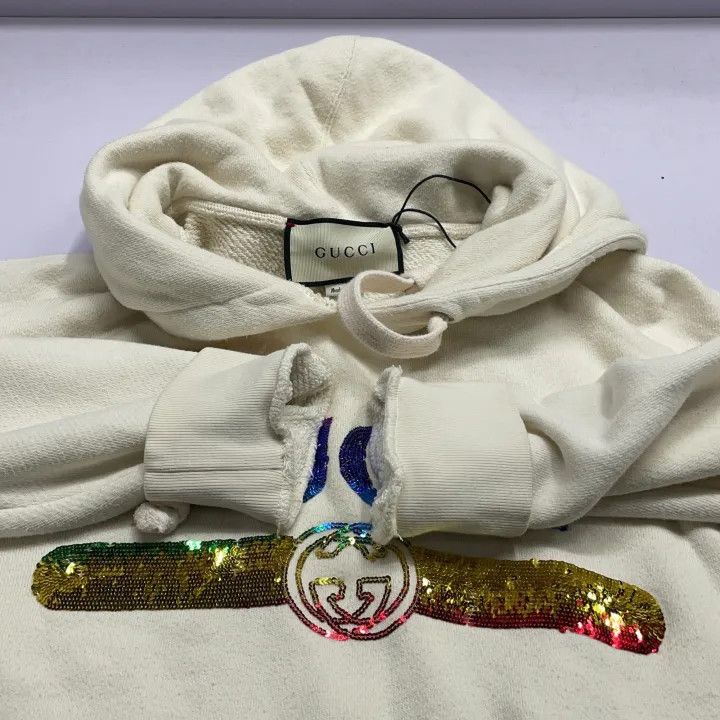 Gucci Gucci Vintage Logo Sequin Hooded Sweatshirt Size L / US 10 / IT 46 - 12 Thumbnail