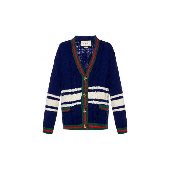 Gucci Gucci Blue Striped Wool Knit Cardigan Size XS / US 0-2 / IT 36-38 - 2 Thumbnail