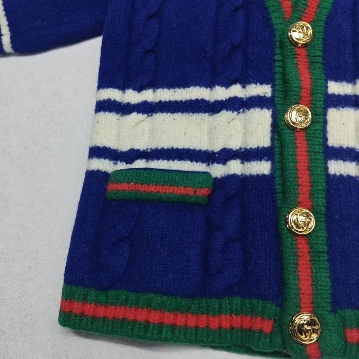 Gucci Gucci Blue Striped Wool Knit Cardigan Size XS / US 0-2 / IT 36-38 - 14 Thumbnail