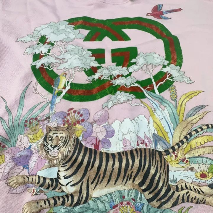 Gucci Gucci SS22 Pink Tiger Print Sweatshirt Size L / US 10 / IT 46 - 6 Thumbnail