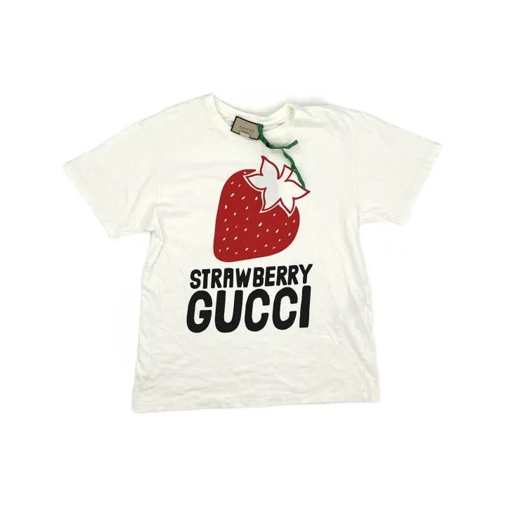 Gucci Gucci Strawberry Print Cotton T-Shirt Size S / US 4 / IT 40 - 2 Thumbnail