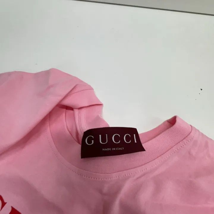 Gucci Gucci Logo Print Pink T-Shirt for Women Size S / US 4 / IT 40 - 7 Thumbnail