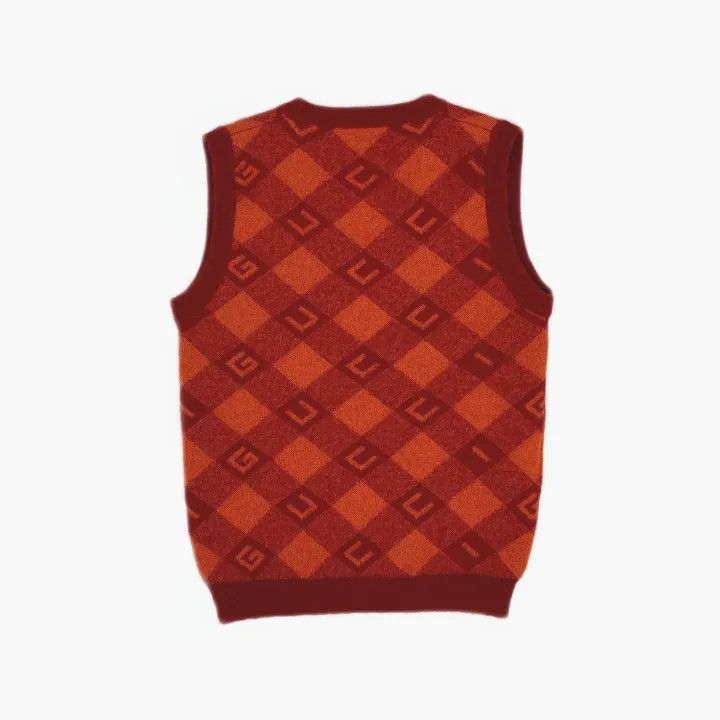 Gucci Gucci V-Neck Plaid Women's Vest in Orange Size XS / US 0-2 / IT 36-38 - 3 Thumbnail