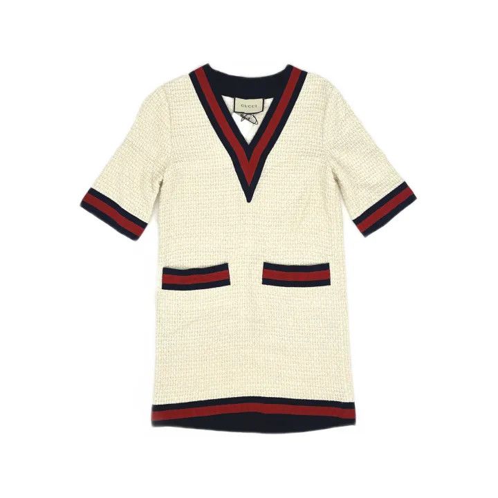 Gucci Gucci Striped V-Neck Short Sleeve Dress Size S / US 4 / IT 40 - 2 Thumbnail