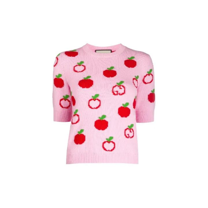 Gucci Gucci Pink Apple Pattern Wool Sweater Size L / US 10 / IT 46 - 2 Thumbnail