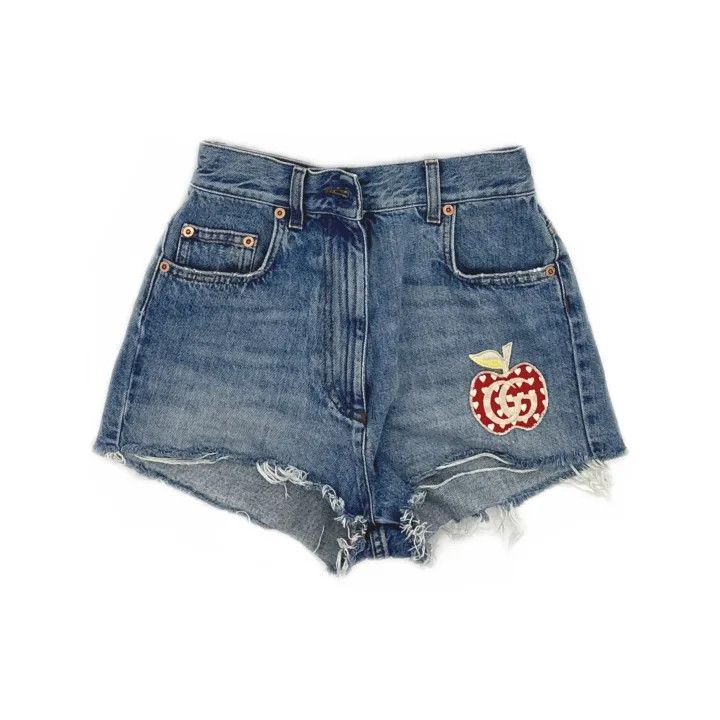 Gucci Gucci FW21 Apple Pattern Denim Shorts Size 24" / US 00 / IT 34 - 2 Thumbnail
