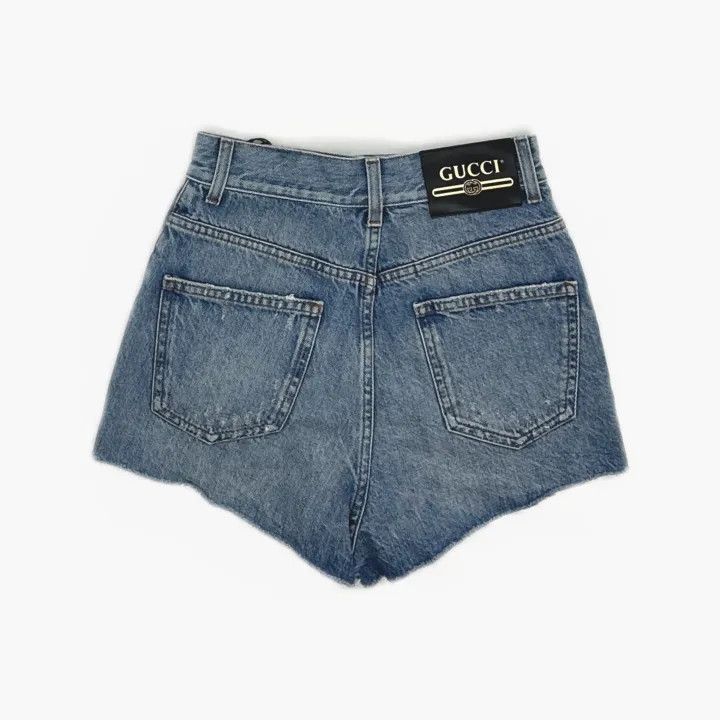 Gucci Gucci Blue Apple Pattern Denim Shorts Size 24" / US 00 / IT 34 - 3 Thumbnail