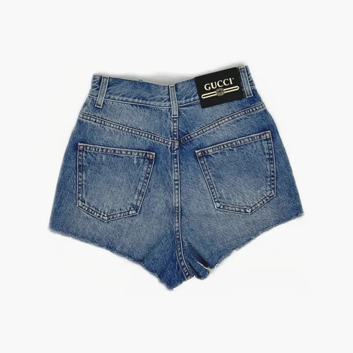 Gucci Gucci Logo Apple Design Denim Shorts Size 24" / US 00 / IT 34 - 3 Thumbnail
