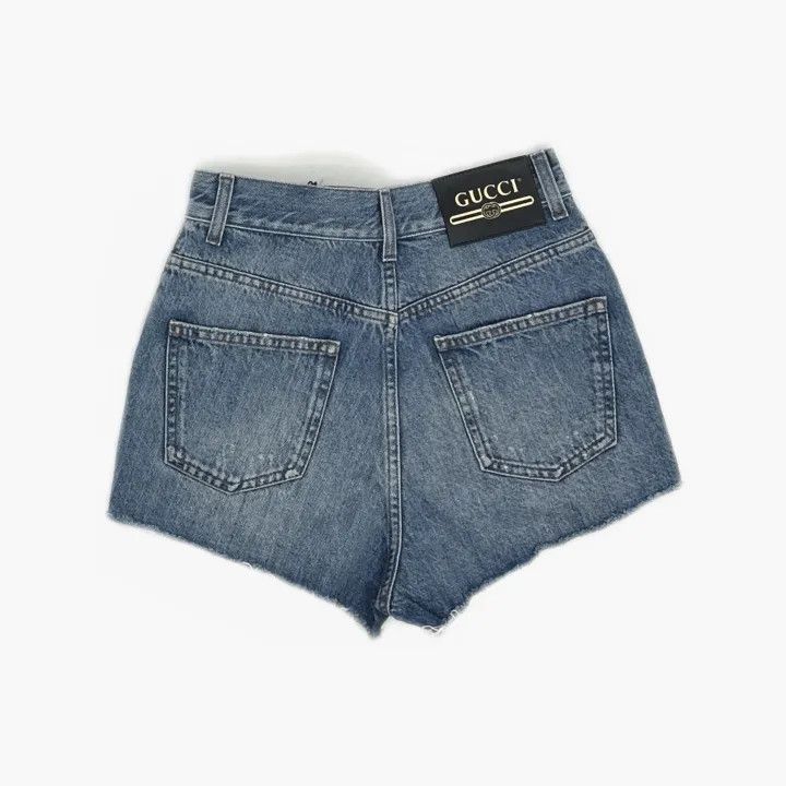 Gucci Gucci FW21 Apple Pattern Denim Shorts for Women Size 24" / US 00 / IT 34 - 3 Thumbnail