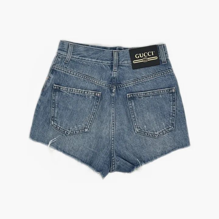 Gucci Gucci Blue Casual Apple Pattern Denim Shorts Size 24" / US 00 / IT 34 - 3 Thumbnail