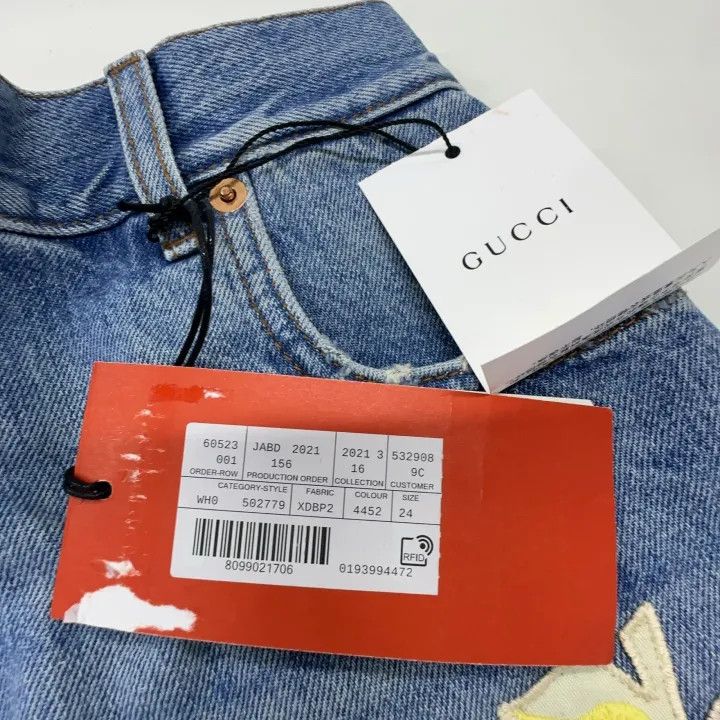 Gucci Gucci Blue Casual Apple Pattern Denim Shorts Size 24" / US 00 / IT 34 - 4 Thumbnail