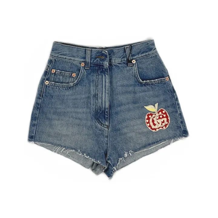 Gucci Gucci Casual Apple Pattern Denim Shorts Size 24" / US 00 / IT 34 - 2 Thumbnail