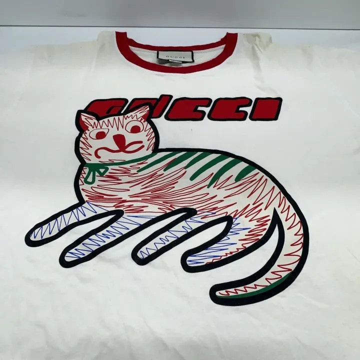 Gucci Gucci Cat Print Oversized Short Sleeve T-shirt Size L / US 10 / IT 46 - 8 Thumbnail