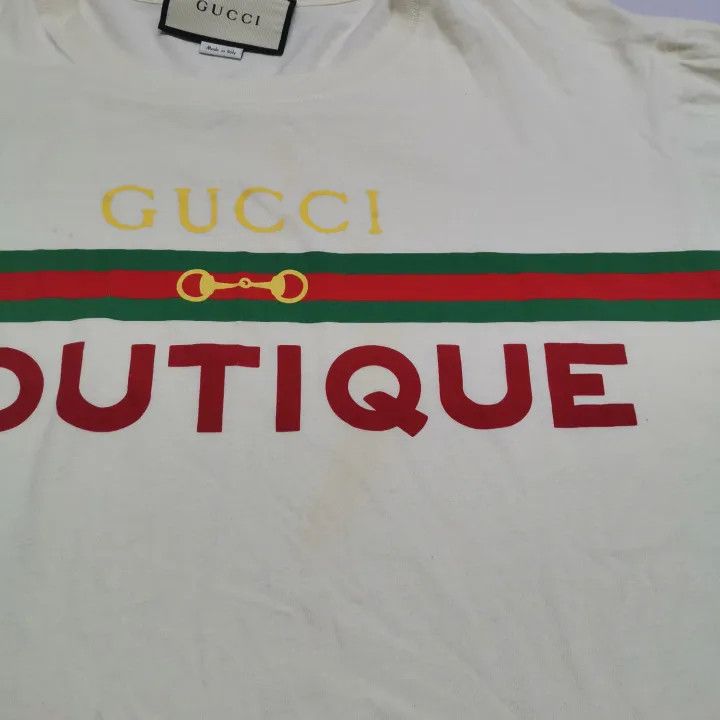 Gucci Gucci Boutique Printed T-Shirt in Beige Size M / US 6-8 / IT 42-44 - 9 Thumbnail