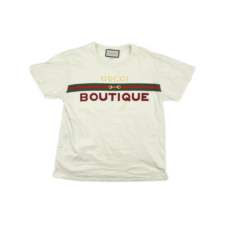Gucci Gucci Boutique Printed T-Shirt in Beige Size M / US 6-8 / IT 42-44 - 2 Thumbnail