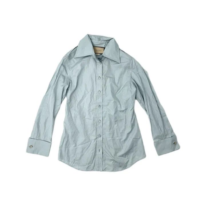 Gucci GUCCI Blue Long Sleeve Button-Up Shirt Size S / US 4 / IT 40 - 2 Thumbnail