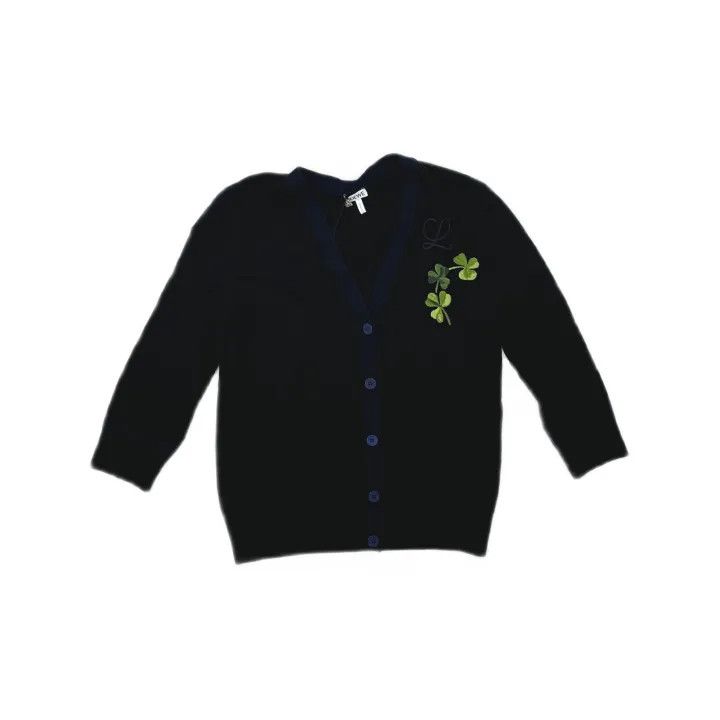 Loewe Loewe Black Floral Embroidered Cardigan Sweater Size XS / US 0-2 / IT 36-38 - 2 Thumbnail
