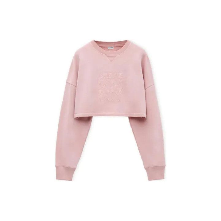 Loewe Loewe Pink Cropped Cotton Sweatshirt for Women Size M / US 6-8 / IT 42-44 - 2 Thumbnail
