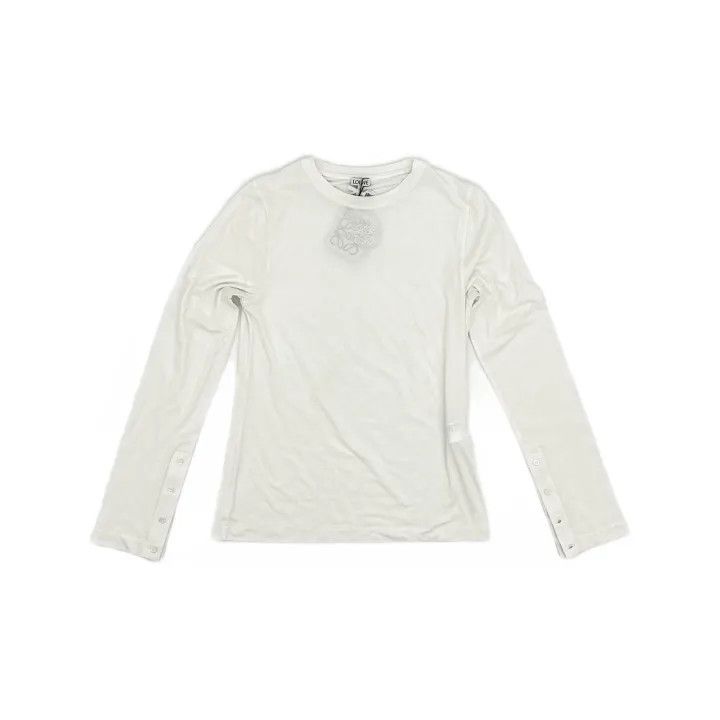 Loewe Loewe White Logo Embroidered Long Sleeve Top Size L / US 10 / IT 46 - 2 Thumbnail