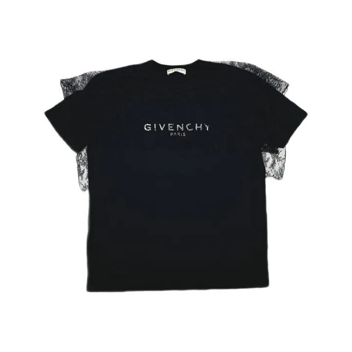 Givenchy Givenchy Black Lace Cotton T-Shirt Women's Size S / US 4 / IT 40 - 2 Thumbnail