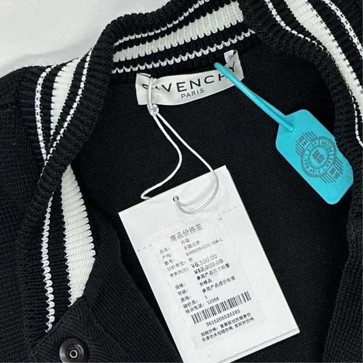 Givenchy Givenchy Black Logo Striped Knit Jacket Size L / US 10 / IT 46 - 3 Thumbnail
