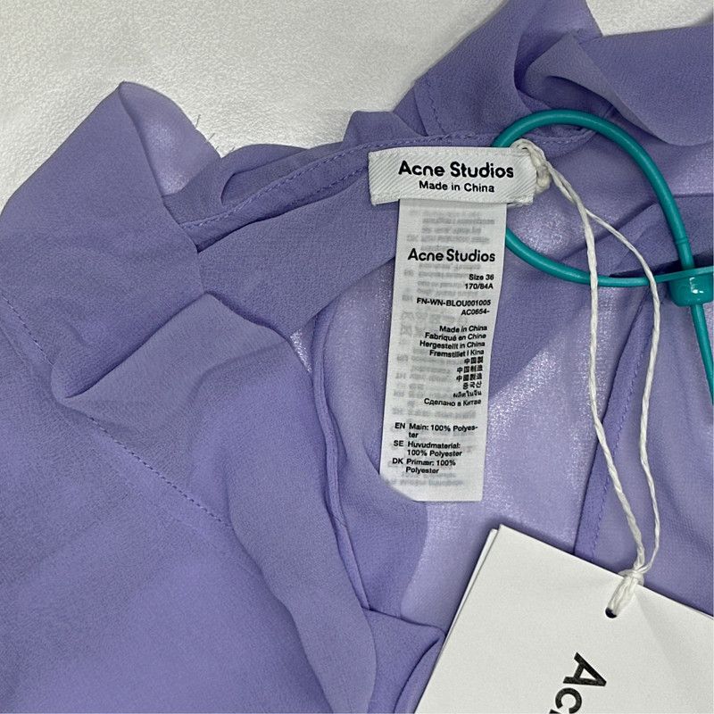 Acne Studios Acne Studios Purple Ruffle V-Neck Long Sleeve Blouse Size S / US 4 / IT 40 - 6 Thumbnail