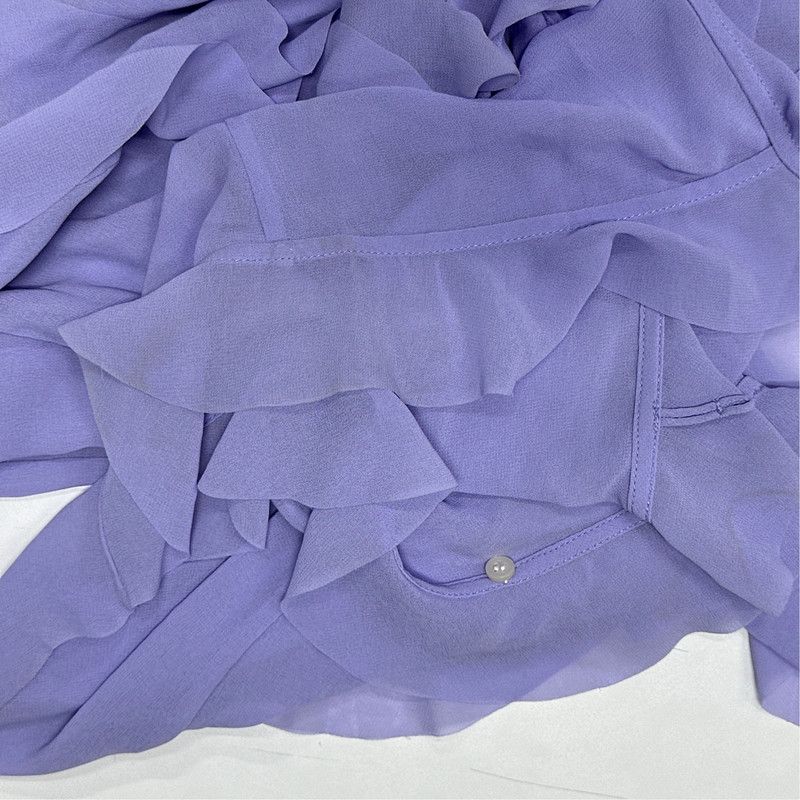 Acne Studios Acne Studios Purple Ruffle V-Neck Long Sleeve Blouse Size S / US 4 / IT 40 - 3 Thumbnail