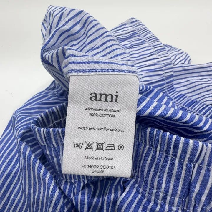 AMI AMIPARIS Blue Striped Casual Shorts for Men 0079 Size US 34 / EU 50 - 4 Thumbnail