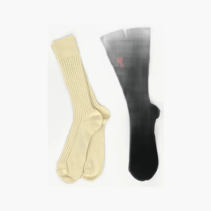 AMI AMIPARIS FW22 Heart Logo Embroidered Knitted Socks 0079 Size ONE SIZE - 3 Thumbnail