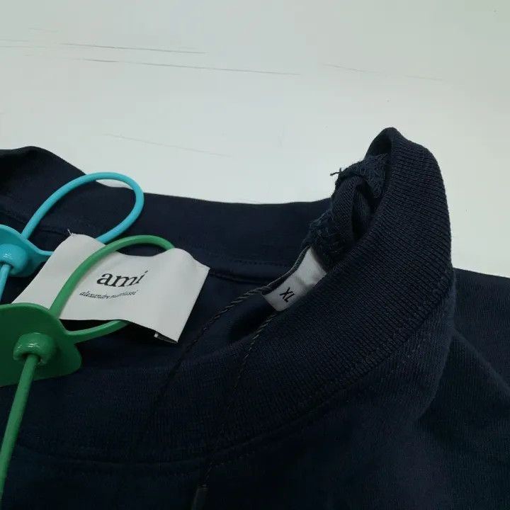 AMI AMIPARIS Navy Heart Logo Embroidered T-Shirt 0079 Size US XL / EU 56 / 4 - 2 Thumbnail