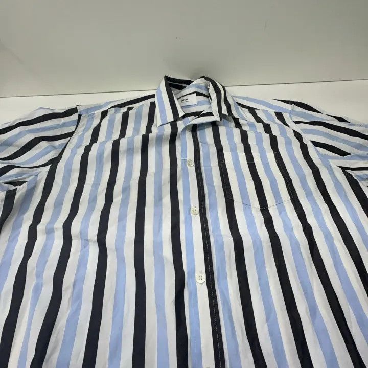 AMI AMIPARIS Striped Short Sleeve Shirt 0079 Size US M / EU 48-50 / 2 - 9 Thumbnail