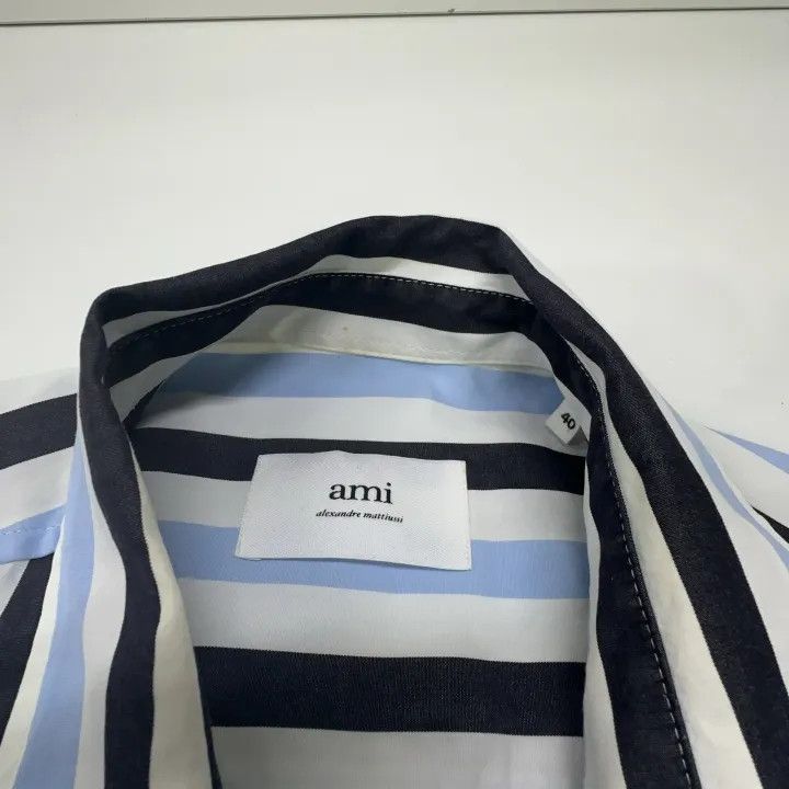 AMI AMIPARIS Striped Short Sleeve Shirt 0079 Size US M / EU 48-50 / 2 - 5 Thumbnail