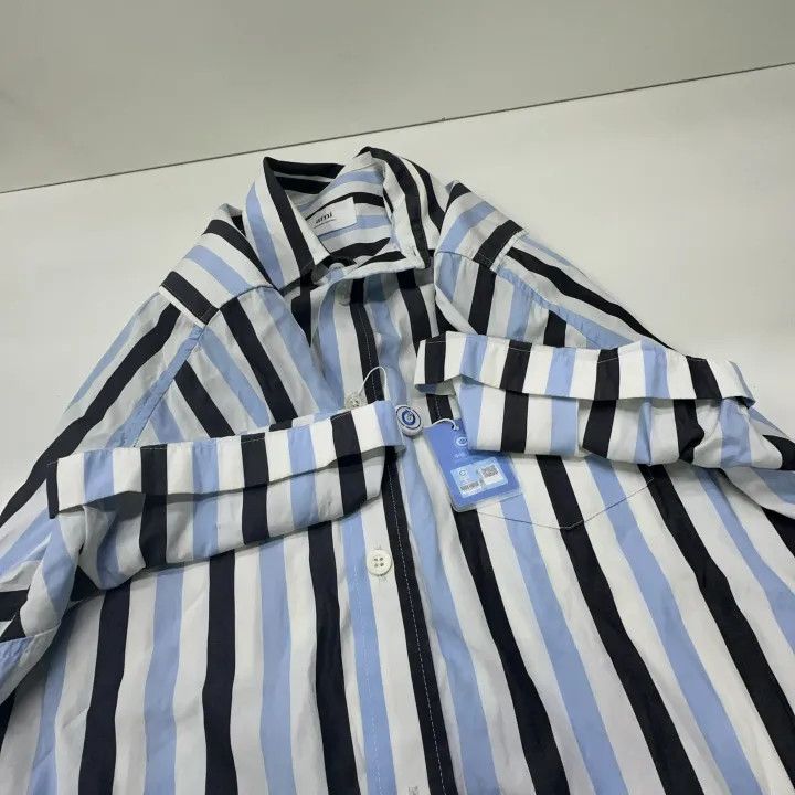 AMI AMIPARIS Striped Short Sleeve Shirt 0079 Size US M / EU 48-50 / 2 - 8 Thumbnail