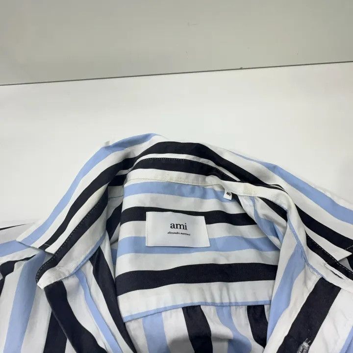 AMI AMIPARIS Striped Short Sleeve Shirt 0079 Size US M / EU 48-50 / 2 - 6 Thumbnail