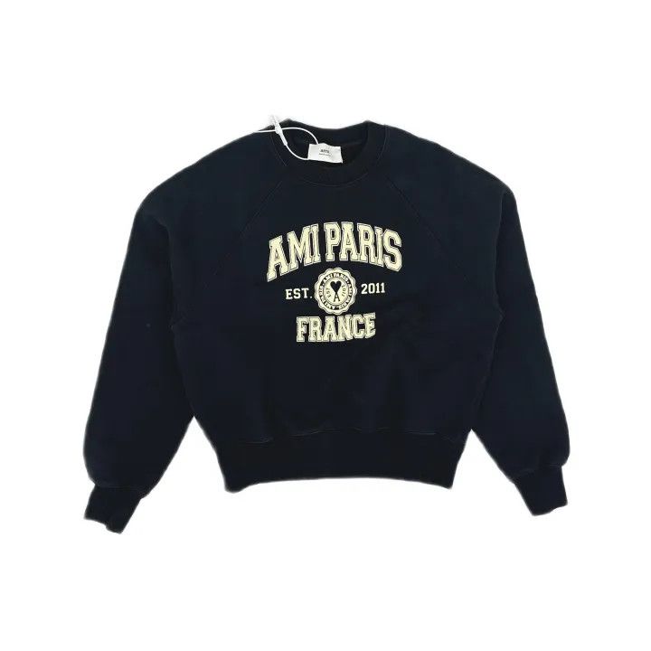 AMI AMIPARIS Black Logo Print Sweatshirt for Men and Women 0079 Size US XS / EU 42 / 0 - 2 Thumbnail