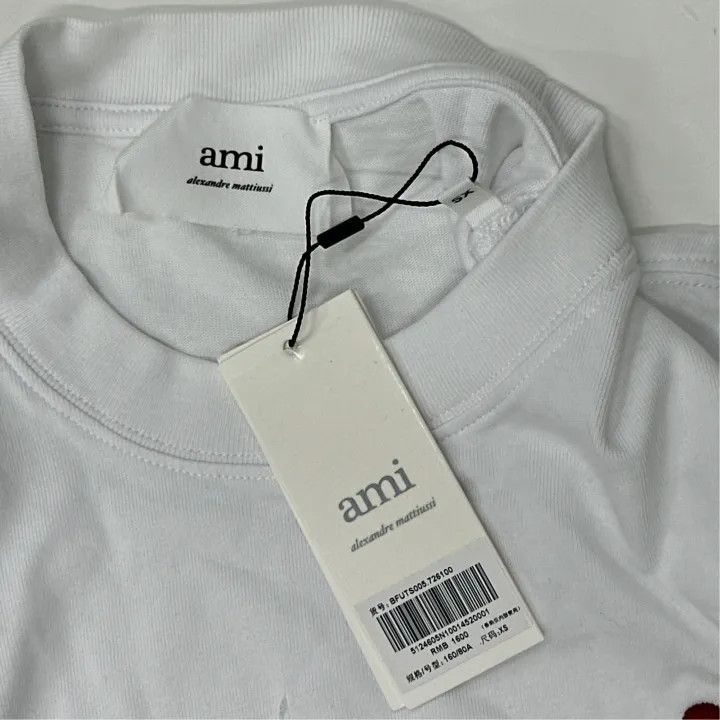 AMI AMIPARIS Logo Print White Crew Neck Tee 0079 Size US XS / EU 42 / 0 - 2 Thumbnail