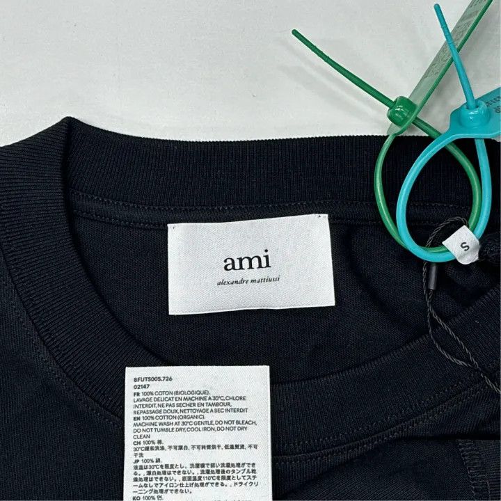 AMI AMIPARIS Black Short Sleeve Heart Embroidered T-shirt 0079 Size US S / EU 44-46 / 1 - 3 Thumbnail
