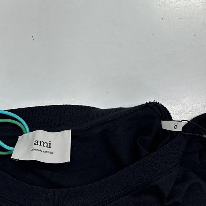 AMI AMIPARIS Comfortable Black Cotton Short Sleeve T-Shirt 0079 Size US XXL / EU 58 / 5 - 2 Thumbnail