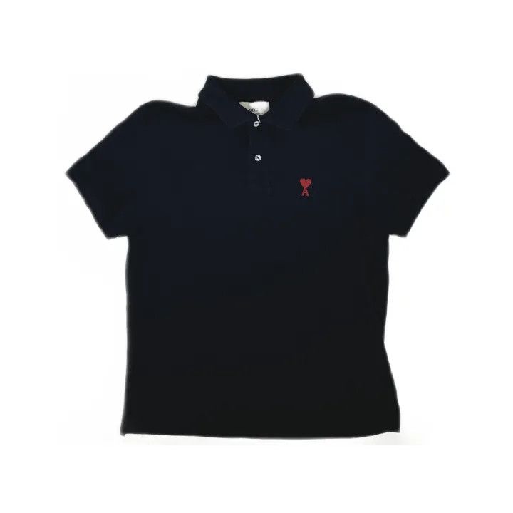AMI AMIPARIS Heart Print Short Sleeve Polo Shirt 0079 Size US M / EU 48-50 / 2 - 2 Thumbnail