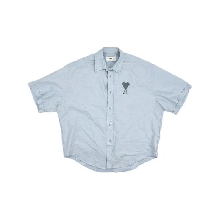 AMI AMIPARIS SS23 Short Sleeve Shirt in Sky Blue 0079 Size US M / EU 48-50 / 2 - 2 Thumbnail
