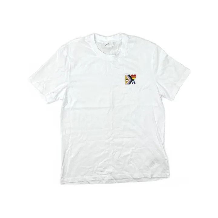 AMI AMIPARIS Rainbow Heart Loose Fit T-Shirt 0079 Size US M / EU 48-50 / 2 - 2 Thumbnail